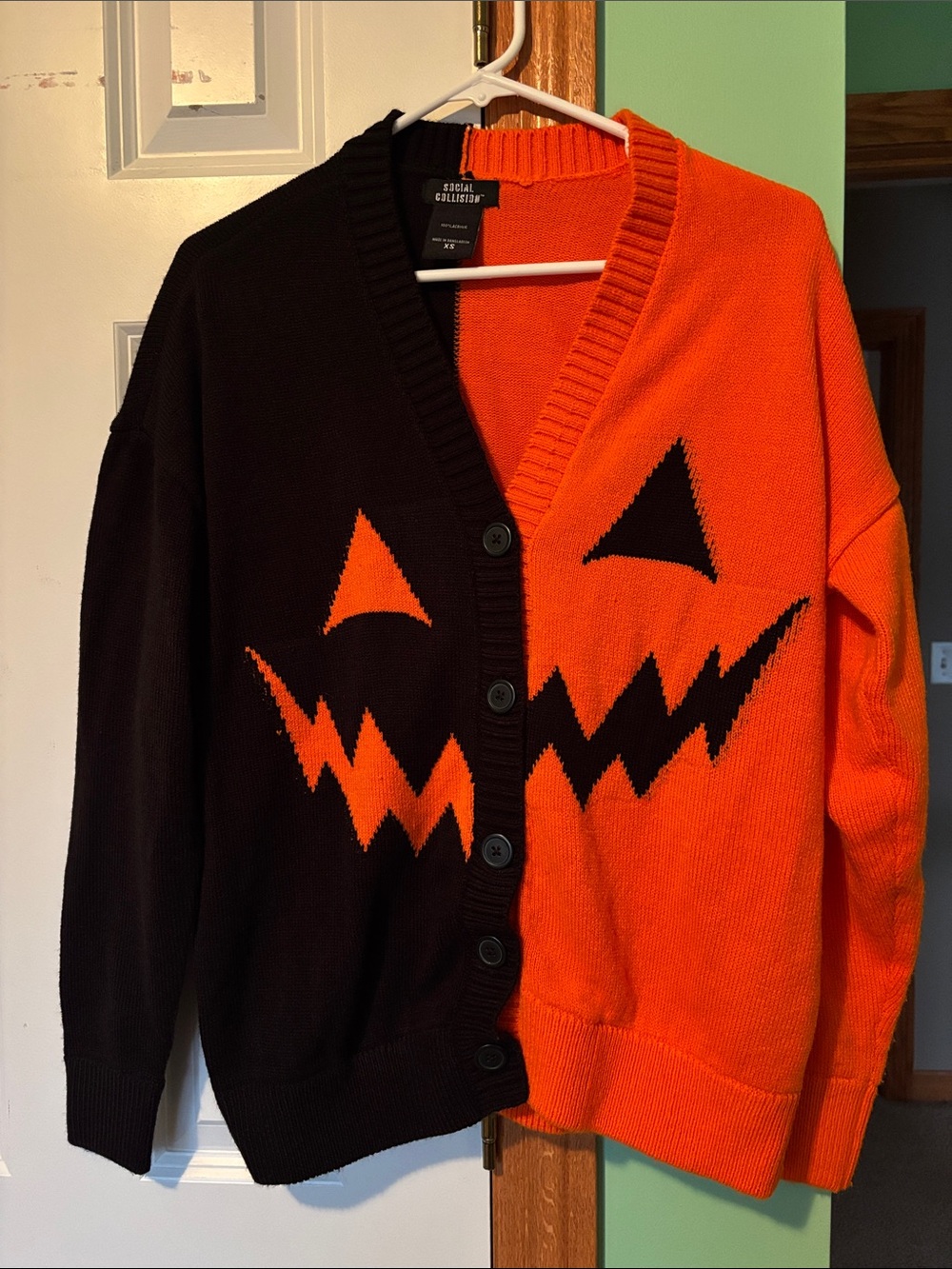 Halloween Orange & Black Jack-O'-Lantern Cardigan